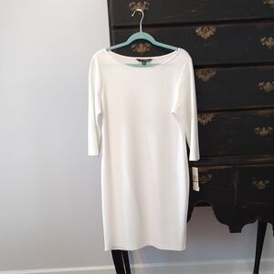 Sharagano White Long Sleeve Dress